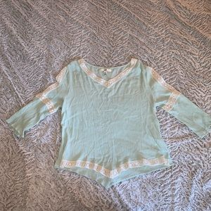 Ya Los Angeles Mint Green Cold Shoulder Top
